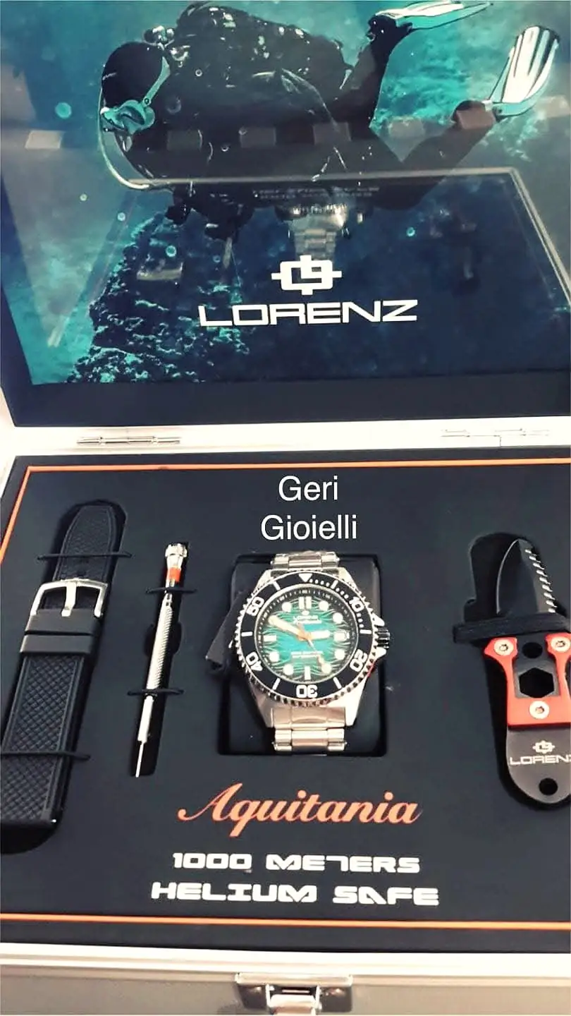 Orologio subacqueo Lorenz Aquitania nella valigetta con cinturino e accessori